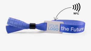 Event wristband, black plastic closure, 4/4 print NFC+ white TAG 