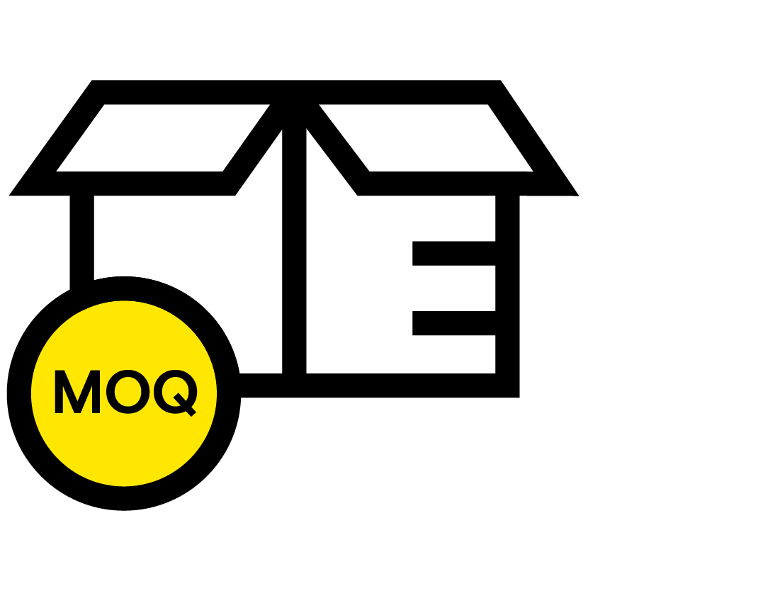 Icono que representa la cantidad mínima de pedido (MOQ) para la producción de lanyards promocionales impresos de TedGifted.