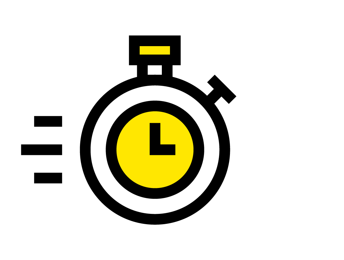 Icône représentant un délai de production rapide et une livraison express pour les tours de cou publicitaires personnalisés par TedGifted.