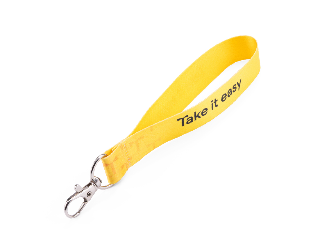 Short wrist lanyards and custom promotional keyrings with branded corporate logo print by TedGifted, the lanyard manufacturer.
