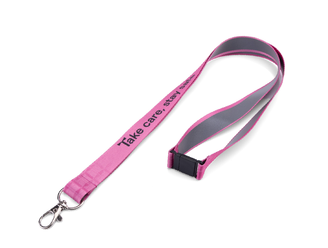 Lanyards promocionales reflectantes de alta visibilidad con tira de seguridad gris de la colección Reflect de TedGifted.