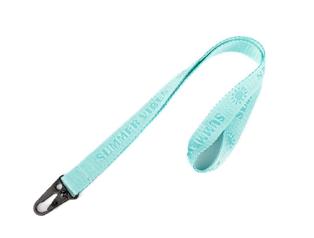 Elegante gewebte Werbe-Schlüsselbänder Premium mit eingesticktem Jacquard-Logo in Hellblau von TedGifted, Ihrem Lanyards-Hersteller.
