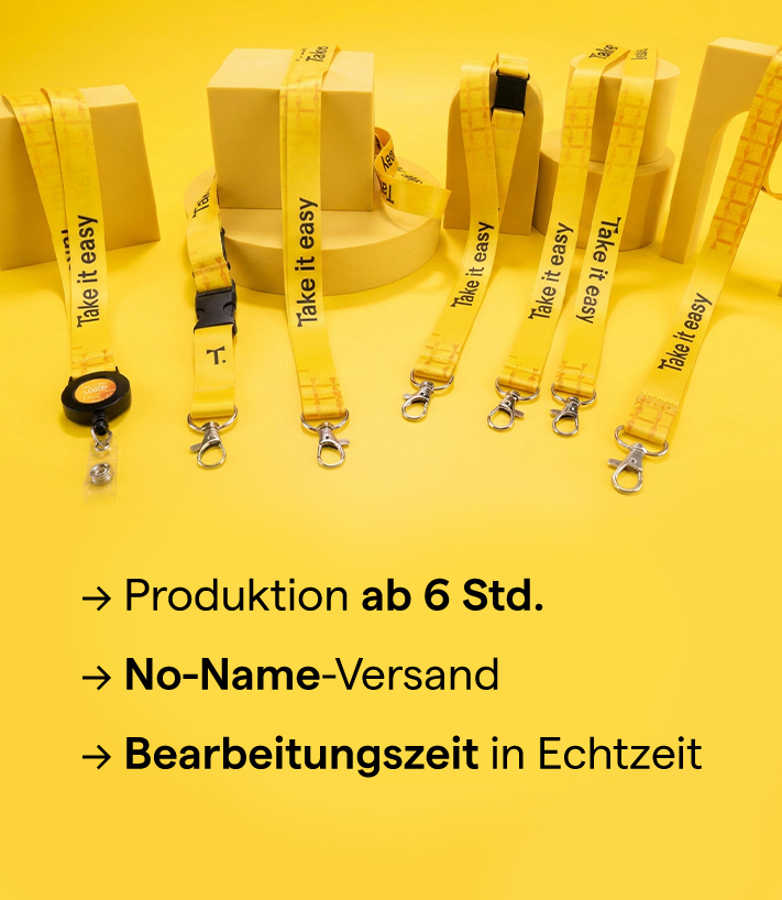 Bedruckte Schlüsselbänder und Lanyards für Werbemittelhändler und Agenturen vom B2B Hersteller TedGifted.