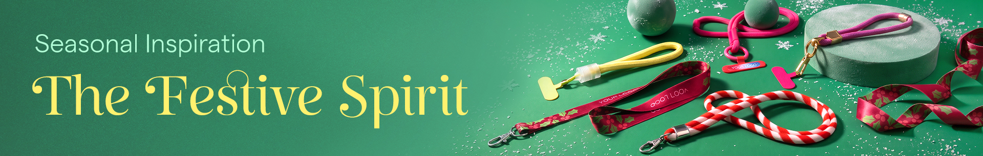 Festive branded lanyards, custom multifunctional bandanas, and printed ribbons for corporate Christmas gifts and seasonal events[cite: 5, 6].