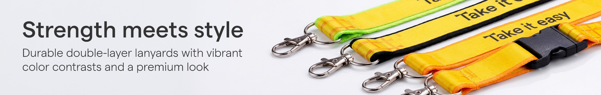 Custom double layer lanyard with printed satin ribbon stitched on durable backing for corporate events[cite: 11, 12].