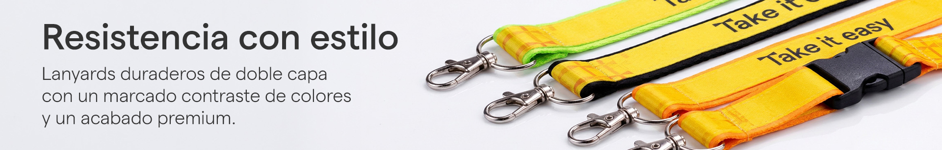 Lanyard de doble cinta cosida personalizada por sublimación con logotipo corporativo para acreditaciones[cite: 11, 12].