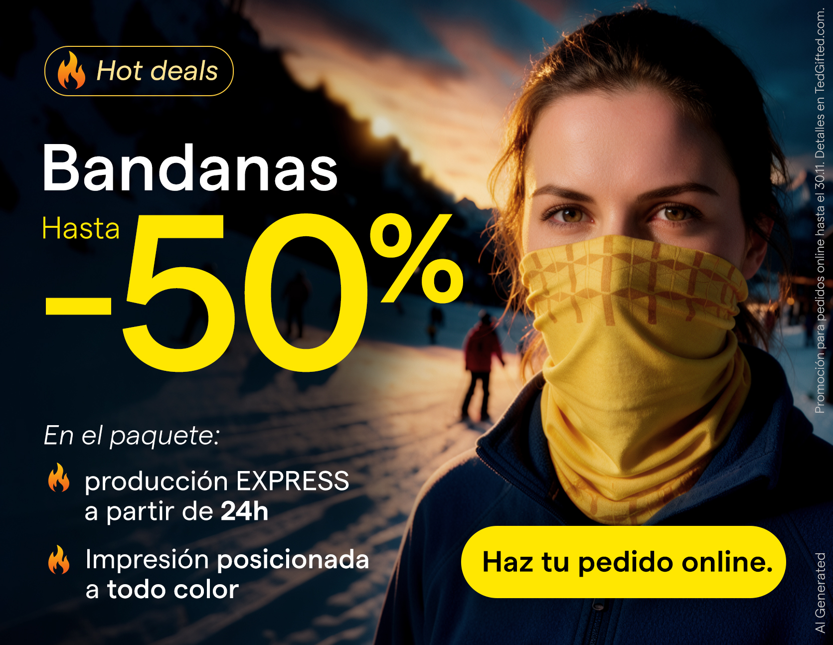 Bandana personalizada y braga de cuello de textil multifunción impresa con logo para deportes de invierno y promociones[cite: 14, 15].