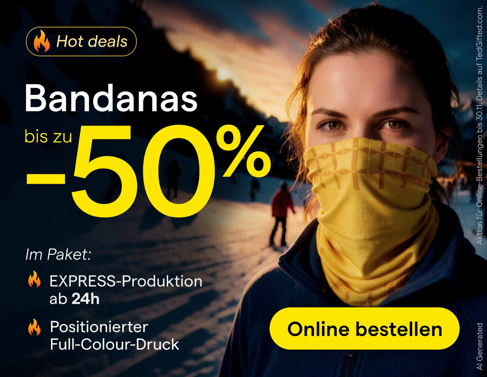 Bedrucktes Multifunktionstuch und Schlauchtuch mit Logo für Sport, Winter und Outdoor-Events[cite: 14, 15].