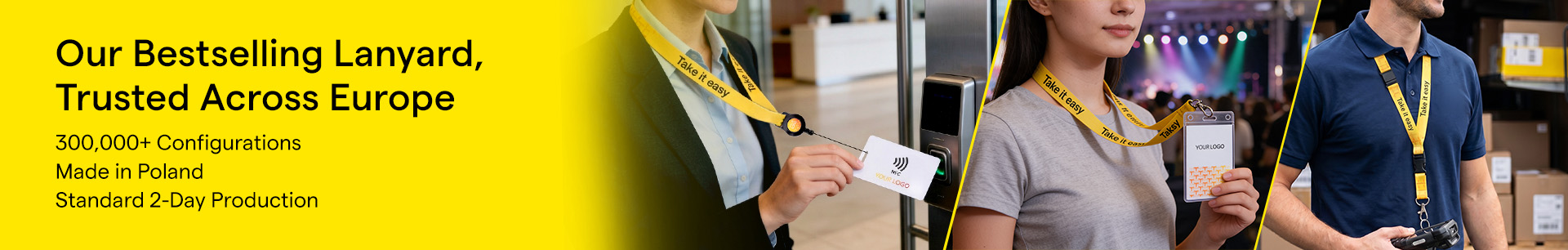 Custom sublimation lanyards with vibrant printed company logo used for corporate access control and events[cite: 13, 14].