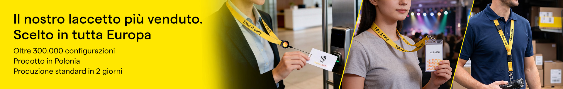 Cordini personalizzati in stampa sublimatica con logo aziendale per eventi, fiere e identificatori per dipendenti[cite: 13, 14].