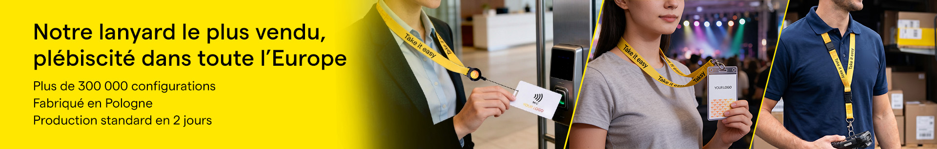 Tours de cou en sublimation personnalisés avec impression logo pour badges d'accès et événements d'entreprise[cite: 13, 14].