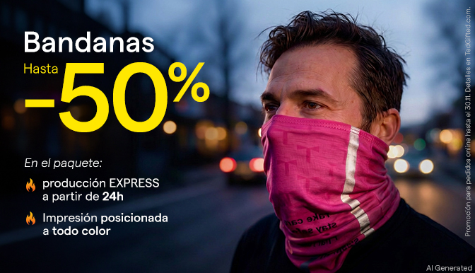 Bandana personalizada y braga de cuello reflectante con logo para visibilidad nocturna y actividades al aire libre.