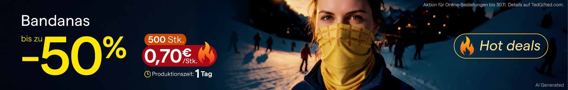 Bedrucktes Multifunktionstuch und Schlauchtuch mit Logo für Sport und Outdoor-Events im Winter-Sonderangebot[cite: 15, 16].