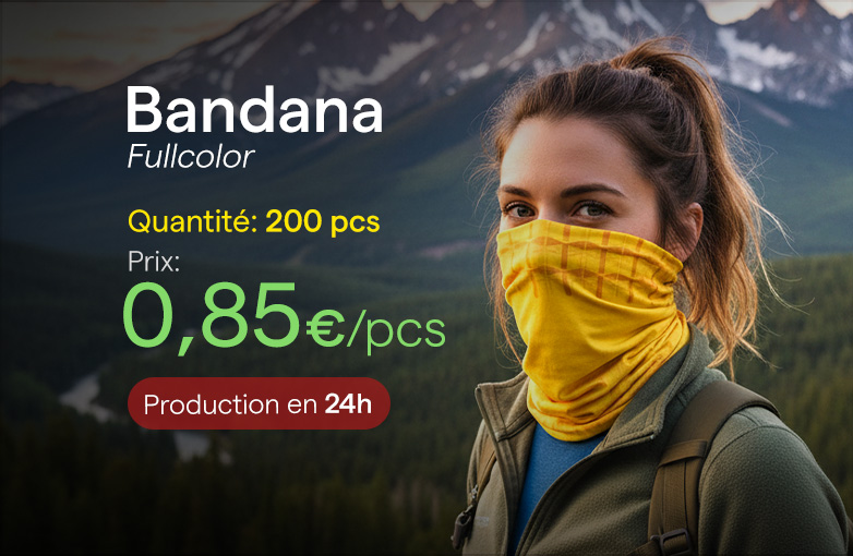 Bandana multifonction sans couture avec impression par sublimation en couleur.